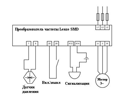 Схема подключения частотного преобразователя Lenze SMD