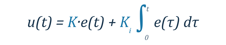 u(t) = K·e(t) + K_i ∫ от 0 до t e(τ) dτ