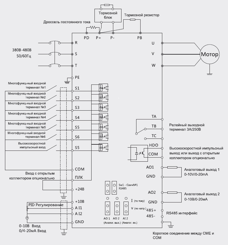 Схема подключения частотного преобразователя BIM500A110G132PT4